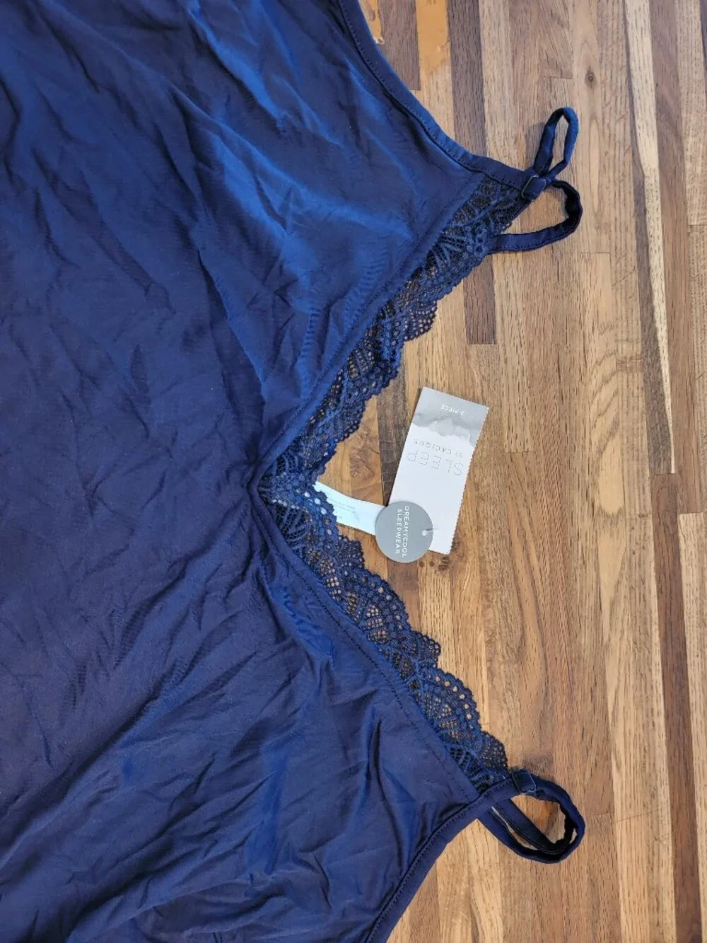 Sleep by Cacique Dreamycool Sleepwear Camisole Top Blue w Lace